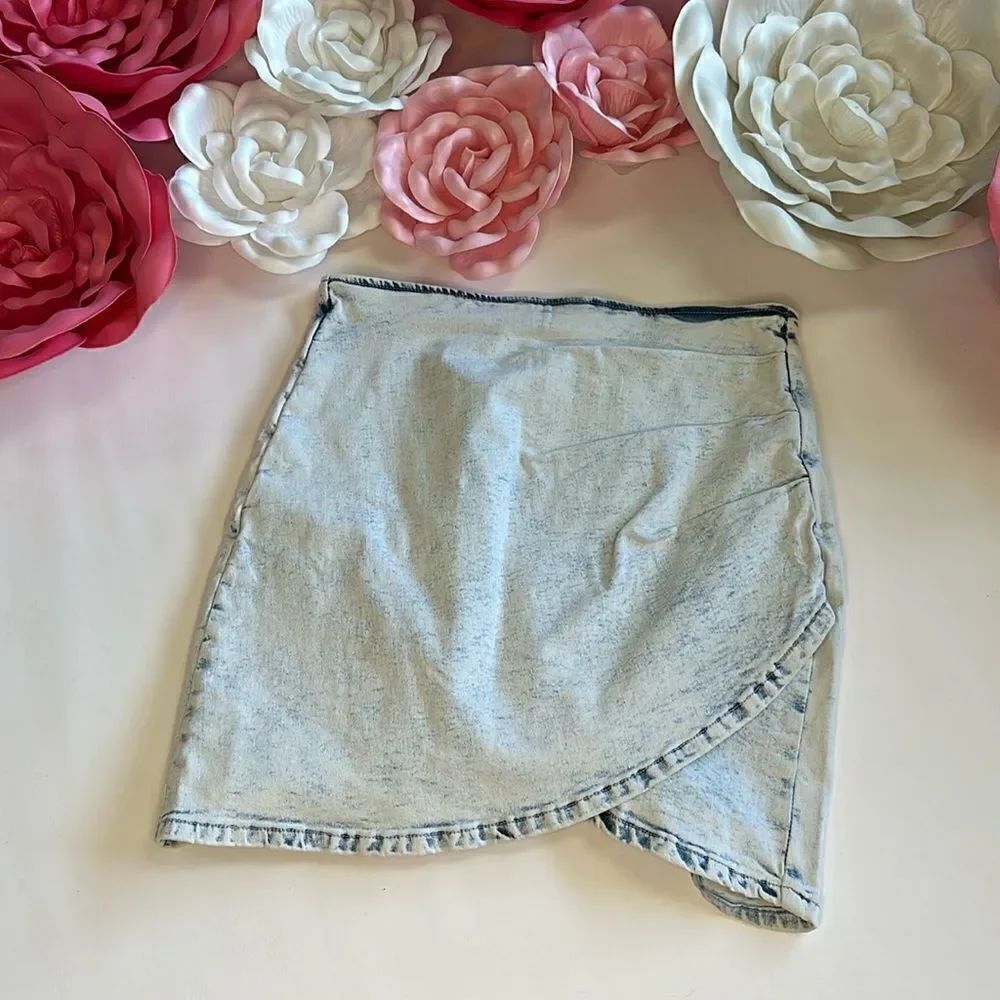 Ruched Faux Wrap Mini Skirt